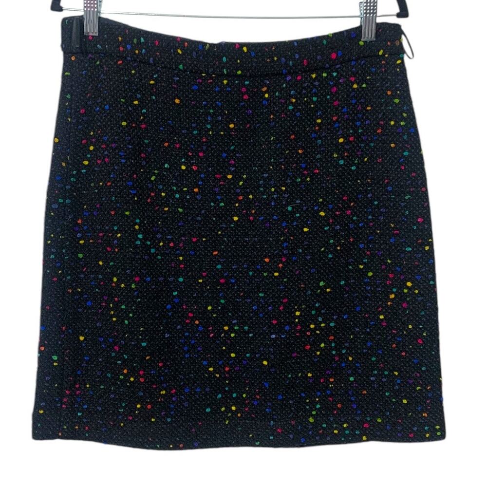 Kate Spade Black Wool Blend Tweed Pencil Skirt Multi Color Pop Speckle sz 10 - Picture 2 of 8